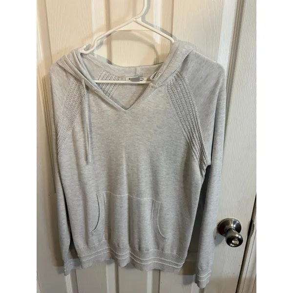 Athleta Lightweight Knit Hoodie Women’s Small Gray Athleisure Top‎ - Image 2