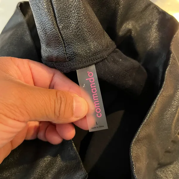 Commando Black Faux Leather Jogger‎ Pants Women's Large Vegan Leather Pull On - Image 4