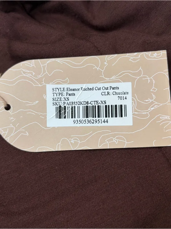 NWT MESHKI Eleanor Ruched Cut Out High Rise Brown Pants Women's Size XS - Image 10