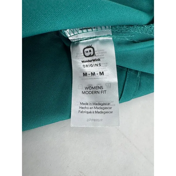 WonderWink Origins Women’s Medium Teal Scrub Top Modern Fit V Neck Medical Nurse - Image 9