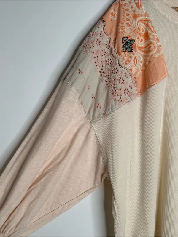 We The Free People Feelin’ It Soft Peach Pullover Top Shirt Extra Small XS - Image 5
