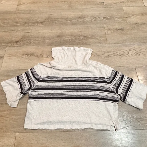 Free People Seaside Linen Slub Cowl Neck‎ Cropped Pullover Sweater Size Small S - Image 2