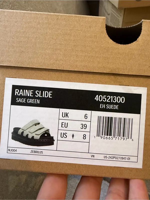 Dr. Martens Raine Sage Green Suede Platform Slide Sandals Size 8 NIB - Image 5
