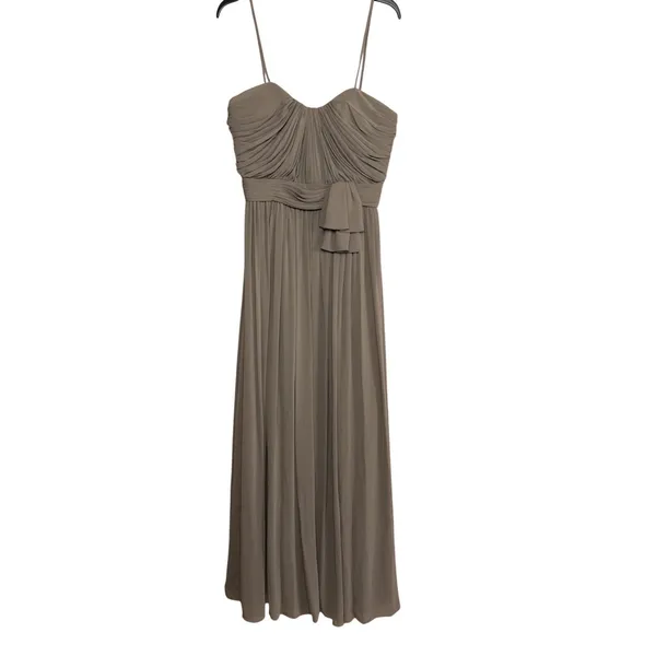 Watters & Watters‎ Style 5514 Shirred Chiffon Floor Length Dress Size 10 Wedding - Image 3