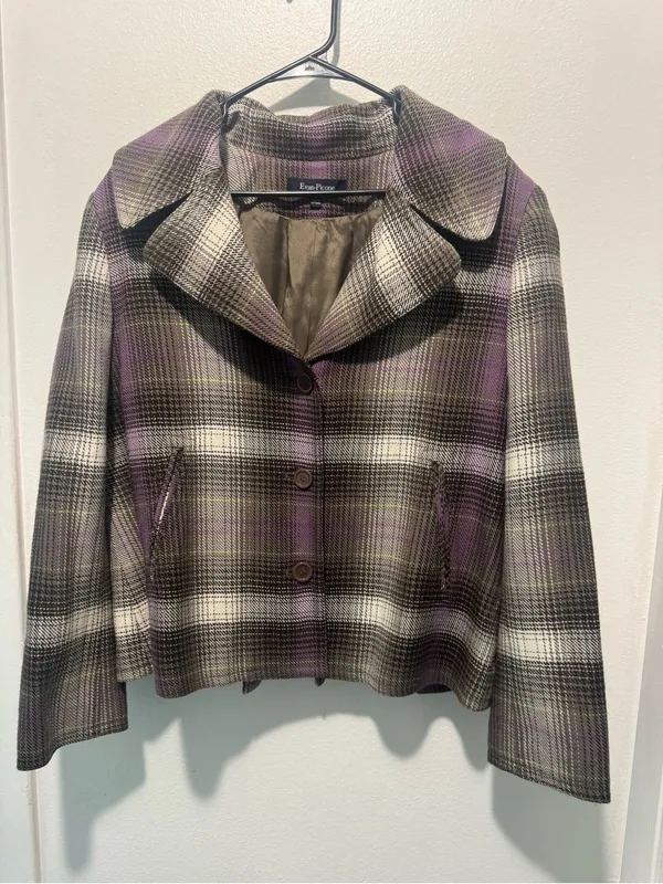Evan Picone Plaid Jacket in Purple and Gray - Image 3