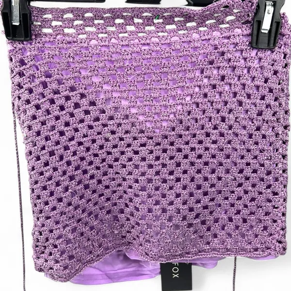 NWT White FOX | S / M | Set Skirt Halter Crochet Outfit Purple Mini Cropped - Image 4