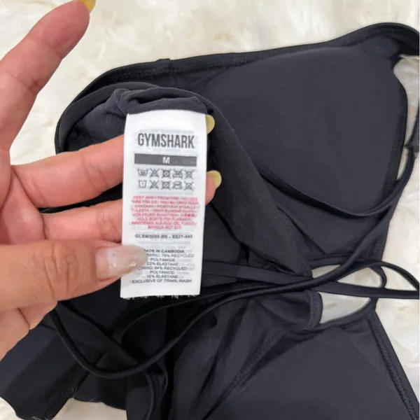 Gymshark Black Cutout One-Piece Swimsuit Strappy Back Medium - Image 8