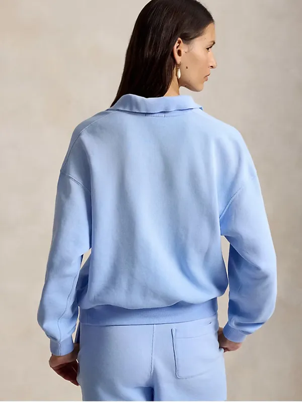 POLO RALPH LAUREN Polo Collared Sweatshirt in Baby Blue size Small Preppy - Image 2