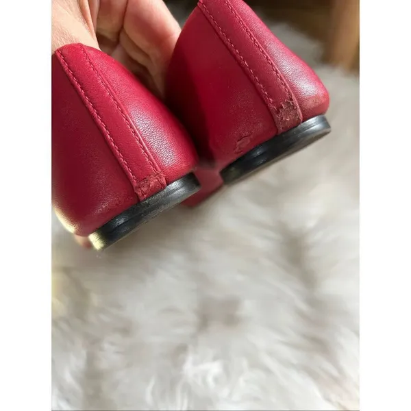 Tory Burch red Chase Ballet Nappa Leather flats size 7.5 leather classy work att - Image 3