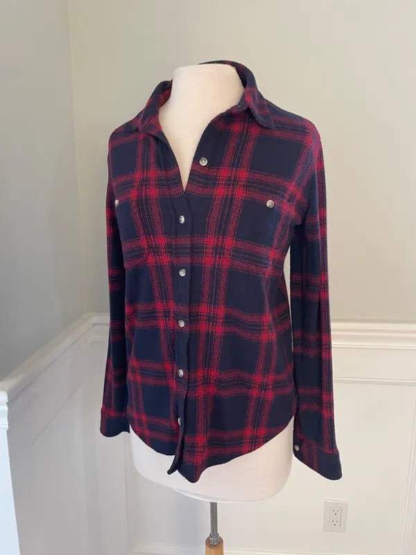 Faherty Red/Blue Plaid Flannel Button Down Shirt Size S! - Image 4