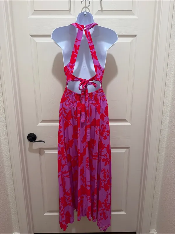 Abel the Label by Anthropologie Charlotte Purple & Red Floral Halter Maxi Dress - Image 5