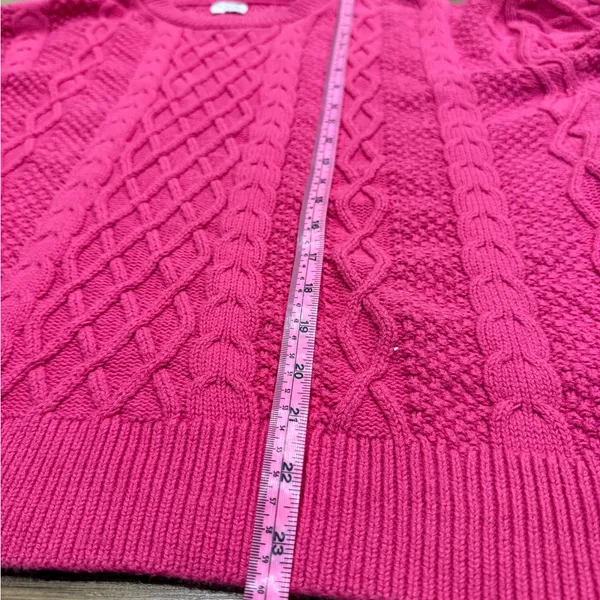 J.Crew Pink Cable Knit Sweater Cozy Barbiecore Clueless Aesthetic Women’s L - Image 8
