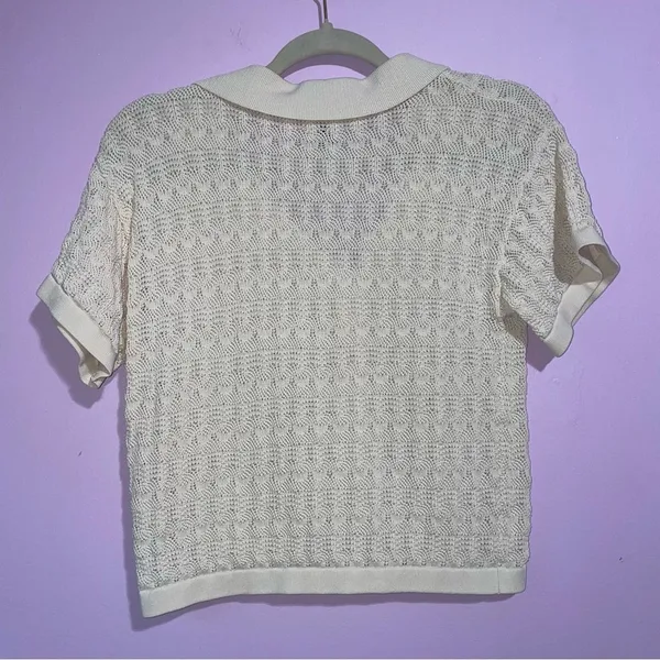 Princess Polly Elizondo Set Womens Size XS Cream Crochet Knit Wide Leg Resort - Image 12