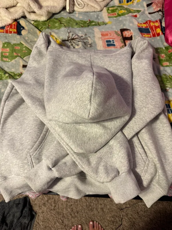 PARKE Hoodie heather grey with red lettering - Image 2