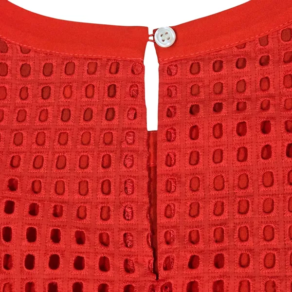 J.Crew Womens Red Eyelet‎ Sleeveless Top G3451 Size 4 Cotton Shell - Image 5