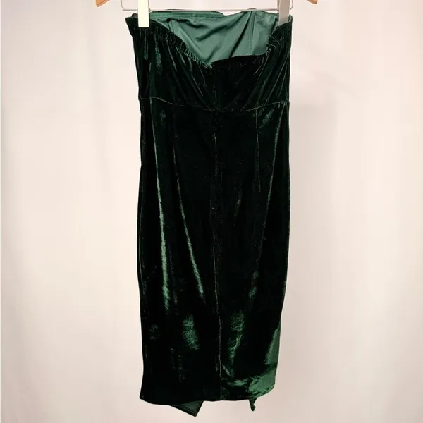 Lulus Hey Baby Velvet Strapless‎ Midi Dress in Emerald Green Size Medium - Image 6