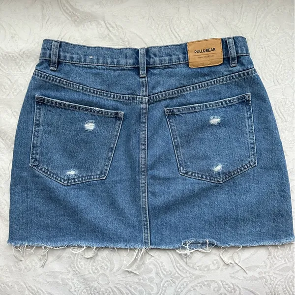 Pull & Bear Distressed Blue Denim Mini Skirt - Image 4