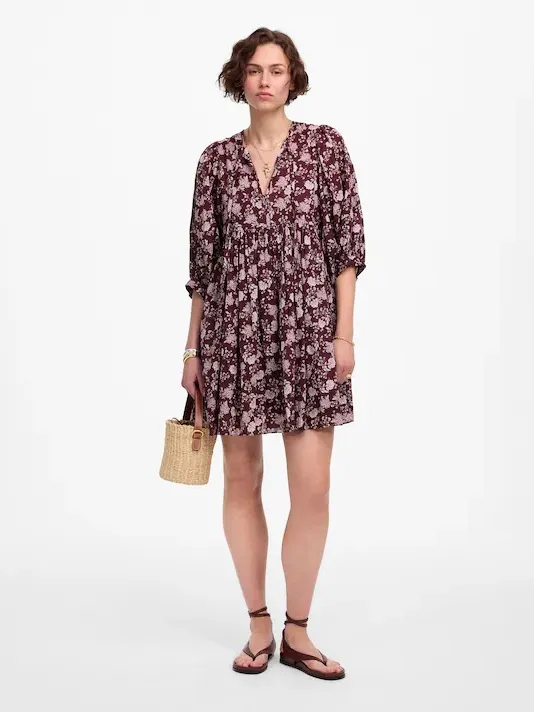 Madewell nwt size XL Splitneck Puff-Sleeve Dress in Floral - Image 2