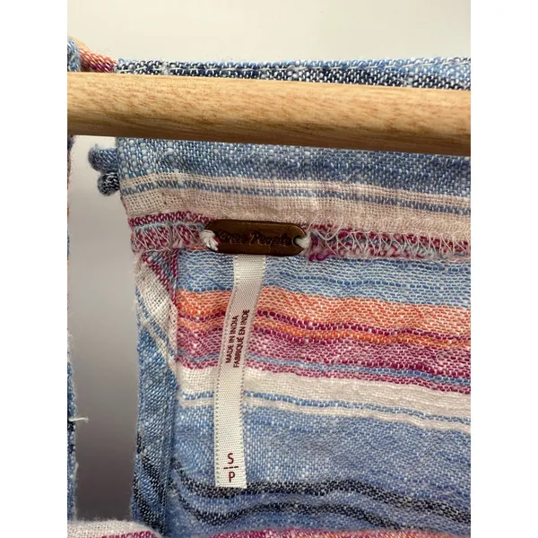 Free People Summer Nights‎ Striped Babydoll Mini Dress Blue Red Small OB898561 - Image 6