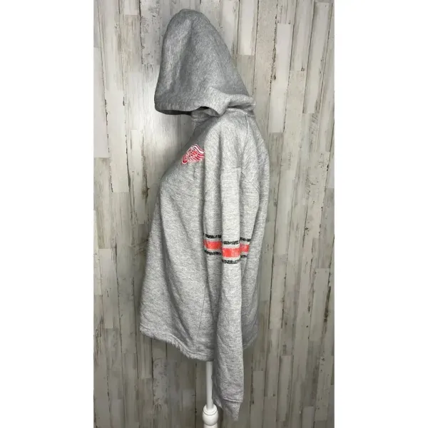 NWT NHL Detroit Red Wings Women's‎ Small Gray V-Neck Pullover Hoodie Jacket - Image 5