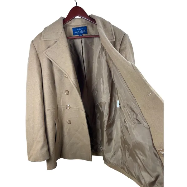 Vintage 2000s Mackintosh New England Camel Wool Blend Peacoat Women's 12 - Image 11