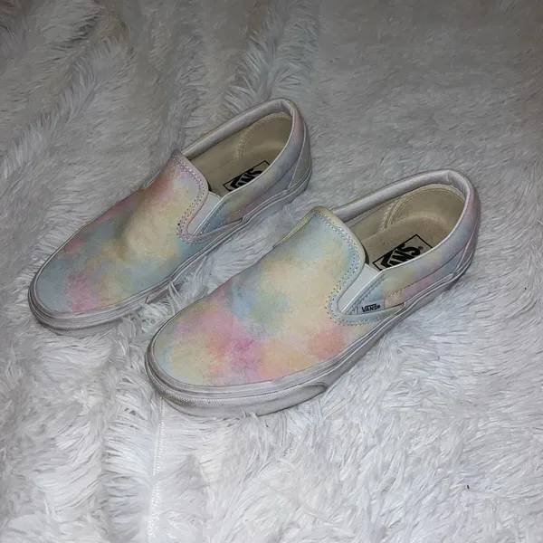 Vans Tie Dye Slip on Shoe size women’s 9 men’s 7.5 Pink Blue and Yellow - Image 6