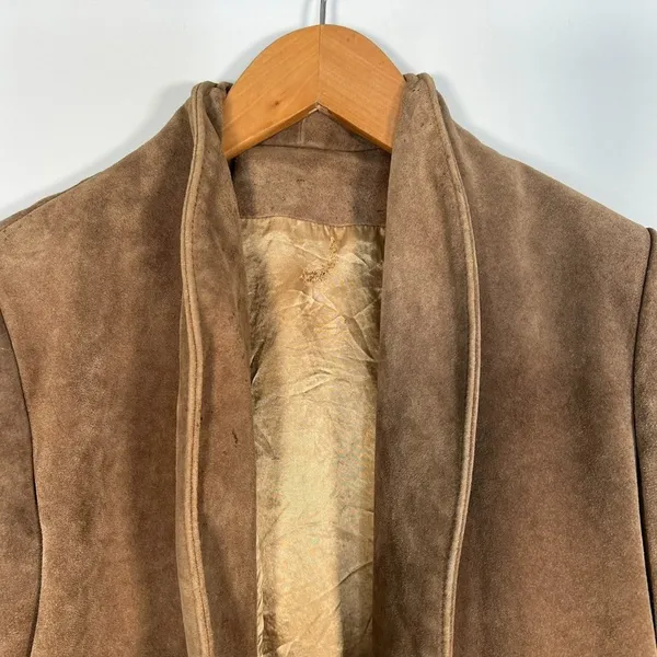 Vintage 70's Gary Gordon Outerwear Tan Suede Leather Jacket Coat Womens XS - Image 2