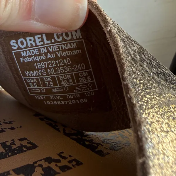 Sorel Ella II Ash Brown Metallic Leather Sandal SZ 9.5 - Image 10
