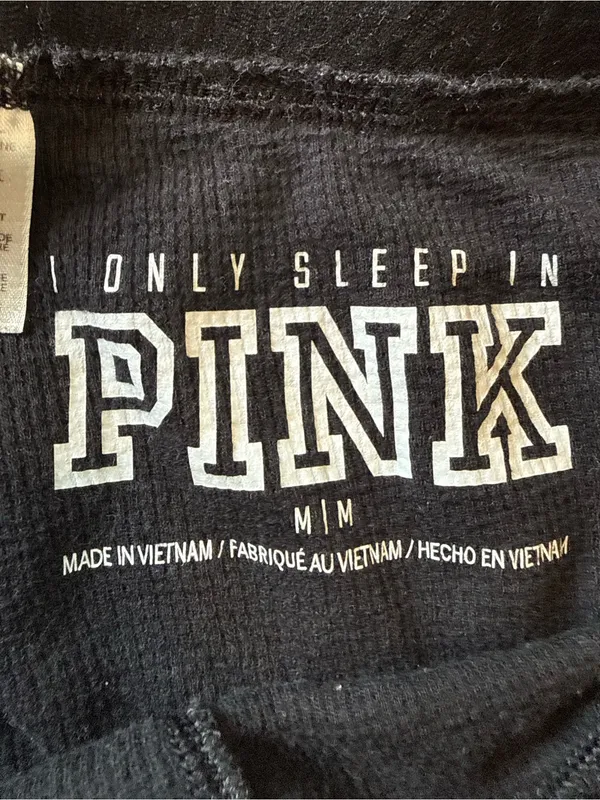 PINK Victoria's Secret Black Logo Thermal Leggings with Button Front - Image 3