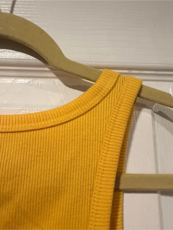 NWT Wild Fable Size XXL Yellow Ribbed Cropped Stretch Tank Top High Neck - Image 6