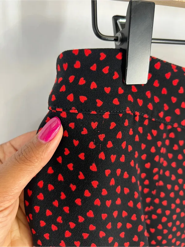 Whistles Mari‎ Heart Print Wide-Leg Pants Size 8 - Image 3