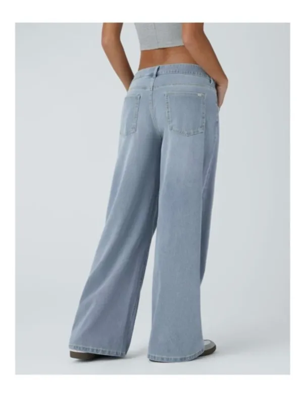HALARA Flex™ Asymmetric Low Rise Zipper Pockets Baggy Wide Leg Jean Light Azure - Image 7