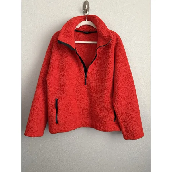 J.Crew Polartec Red Half Zip Sherpa Fleece Pullover Jacket Cozy Gorpcore XL - Image 6