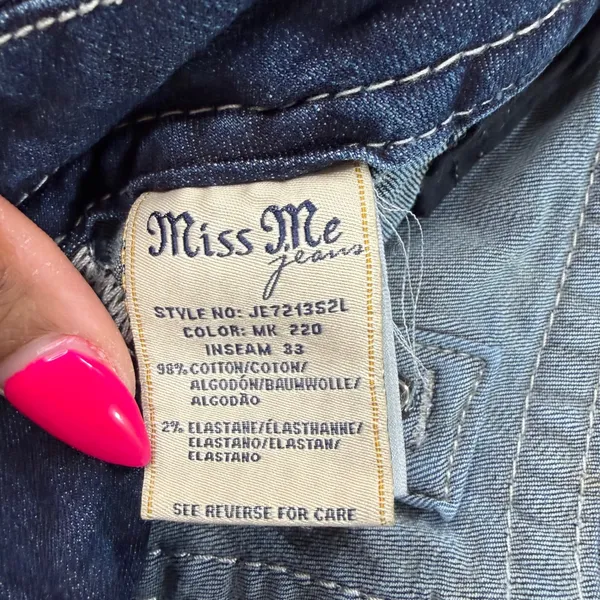 Miss Me Signature Skinny Jeans Dark Wash Embellished JE7213S2L Size 32 - Image 8