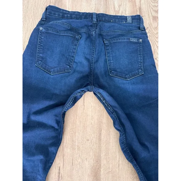 7 For All Mankind High Waist Ankle Skinny Jeans 29 Dark Wash Classic Luxury - Image 3