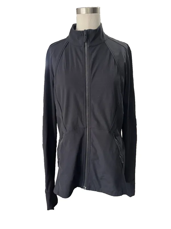 Lululemon Sleek Essentials Jacket Womens Size 12 Black Athletic Outdoor Luxtreme - Image 4
