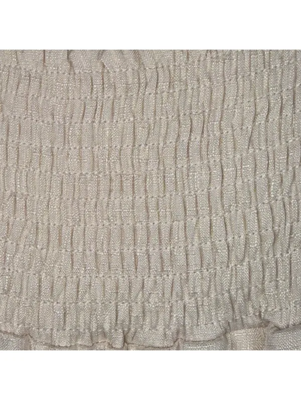 Women’s Cream Smocked Waist Wide Leg Lounge Pants Size M - Image 6