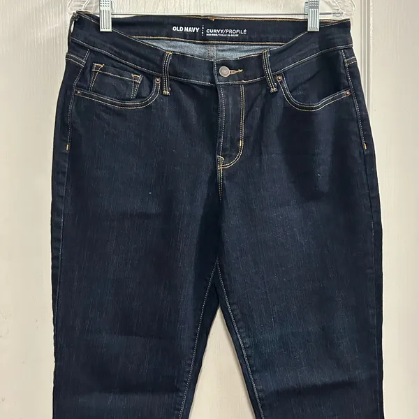 Old Navy Curvy Profile Mid Rise Bootcut Dark‎ Wash Denim Jeans Size 10 Regular - Image 3