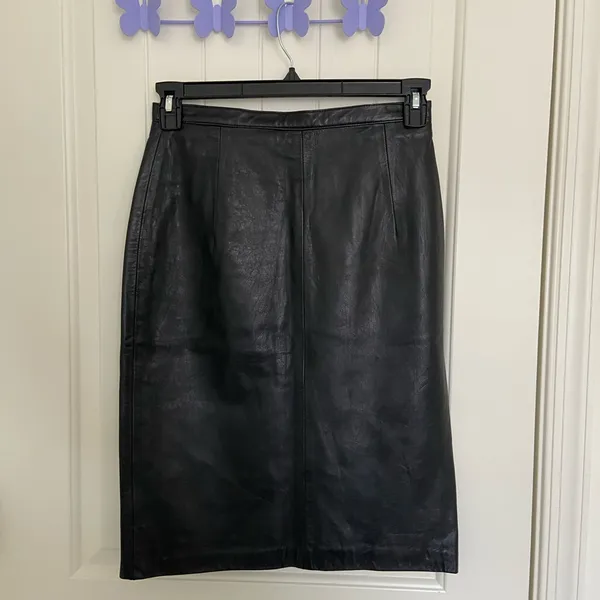 NWOT Giovinezza Moda by Rocco D’Amelio women’s black leather button‎ skirt 10 - Image 4