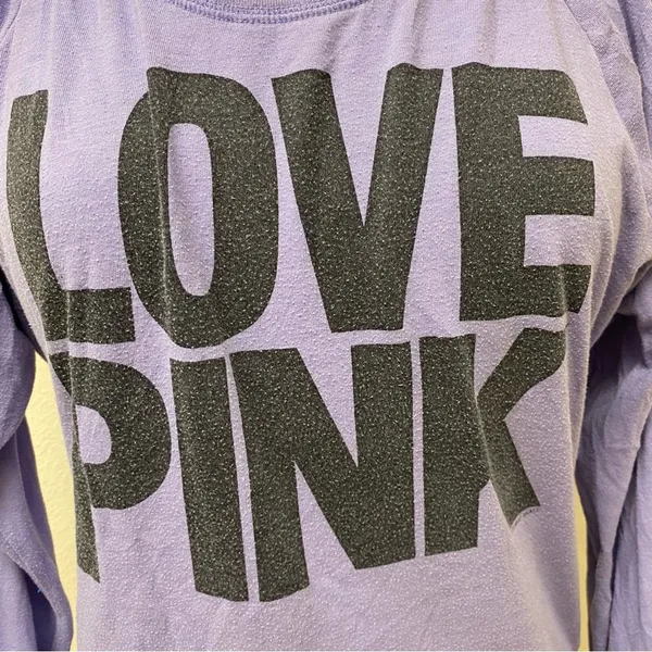 Victoria’s Secret PINK Purple LOVE PINK Logo Long Sleeve Top S - Image 3