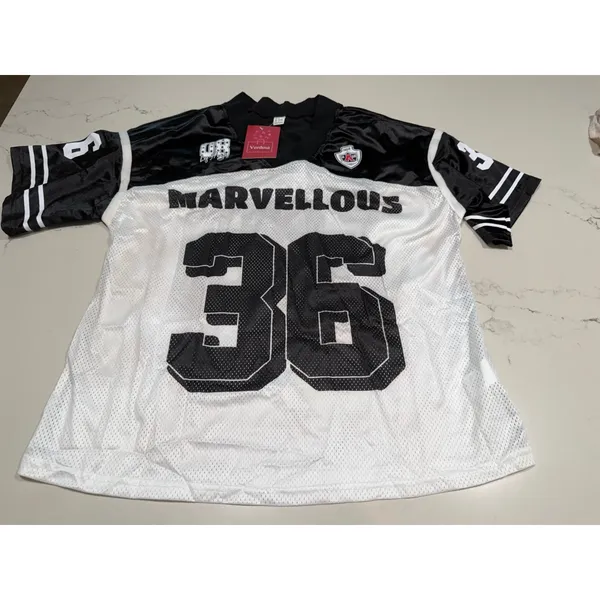 NEW Y2K Jersey Oversized V Neck No 36 TShirt Streetwear S - Image 3