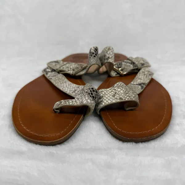 Vince Camuto VP-TADD Snakeskin Print Leather Thong Sandals Tan Cream Womens 7M‎ - Image 3