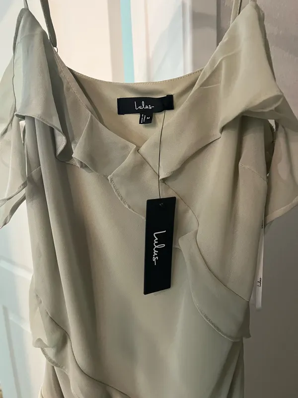 Lulus Elara light sage ruffled maxi dress - Image 4