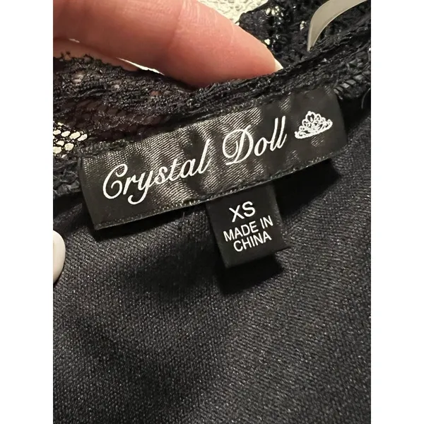 Crystal Doll Sequin Black Mini Party Club Dress Sz XS Little‎ Black Dress Formal - Image 7