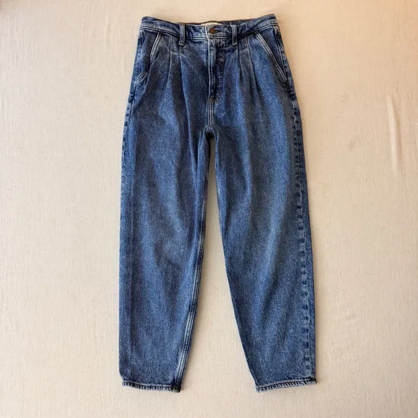 Abercrombie & Fitch 80s Mom Pleated Ultra High Rise Jeans Women 28/6R Blue - Image 3