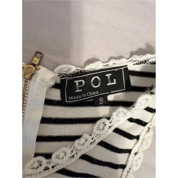 POL Striped Lace Trim Tunic Tank Top Boho Babydoll S - Image 2