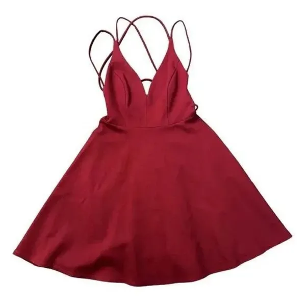 ✨Lulu’s Believe in Love Wine Red Backless Skater Sz Large Maroon Dress✨ - Image 9