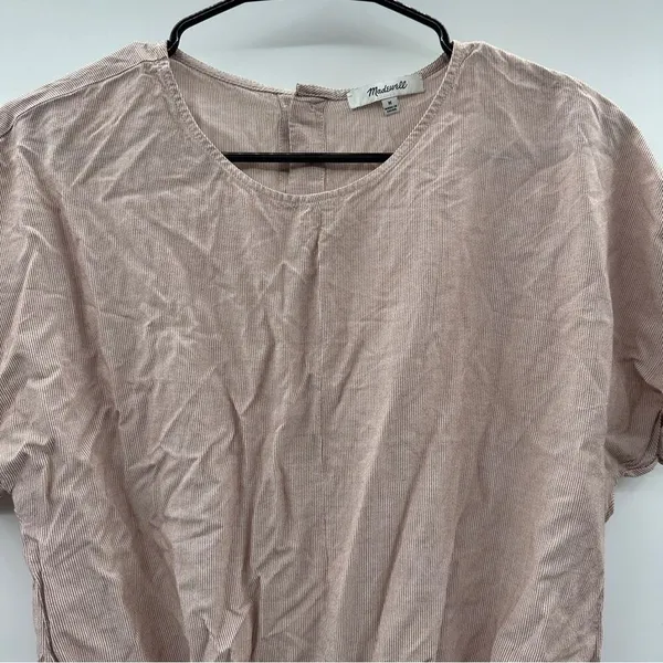 Madewell Button-Back Tie Short Sleeve Tee in Stripe‎ Size M - Image 4
