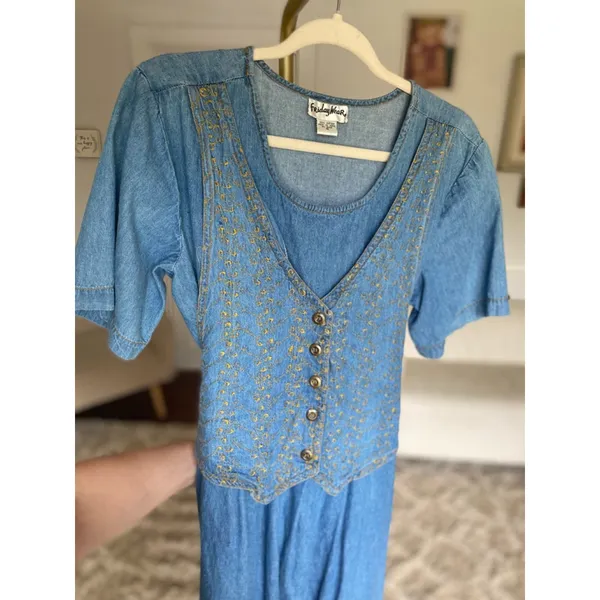 Vintage Friday Wear 100 Cotton Vest Embroidered Cottagecore Boho Prairie Western - Image 4