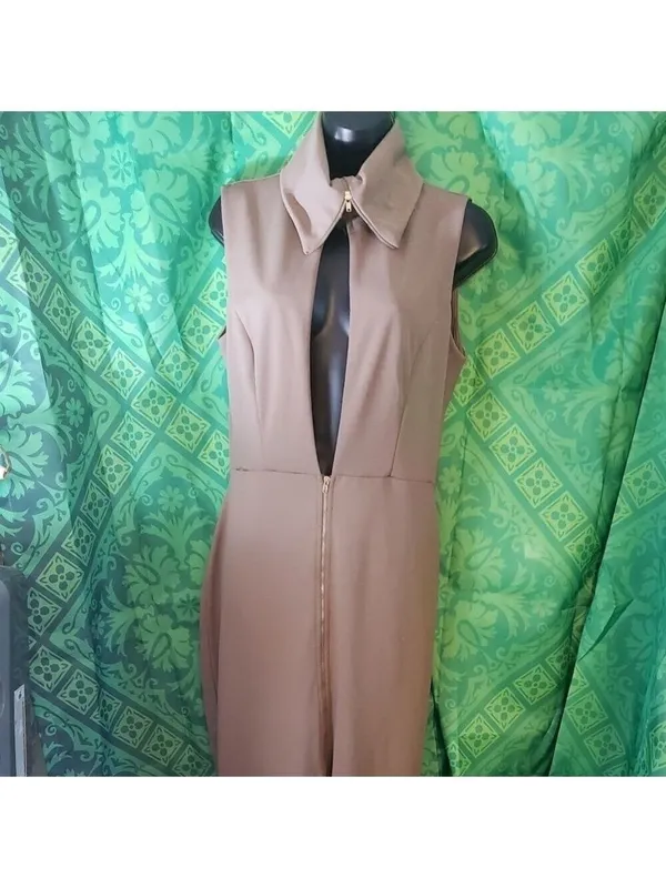 Mocha Maxi Long Slit Dress - Image 3